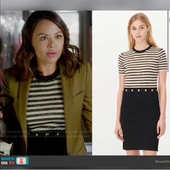 Sandro “Redlake” metallic striped mini dress 1/S - Picture 3 of 6